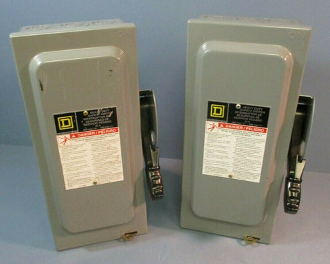 Lot of 2| Square D Heavy Duty Safety Switch 30A: 600Vac, 600Vdc