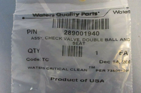 Waters Critical Clean 289001940 Check Valve, Double Ball and Seat Code TC Sealed