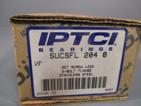 IPTCI BEARINGS 1/2" Bore 2-Bolt Flange Bearing Stainless Steel SUCSFL 204 8