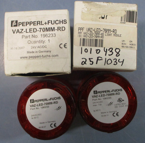 (Lot of 2) Pepperl + Fuchs VAZ-LED-70MM-RD Red Light Module 24VAC/DC 196233