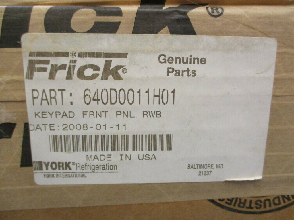 Frick Keypad FRNT PNL RWB 640D0011H01 Factory Sealed