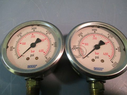 WIKA Industrial Pressure Gauge 6000 psi Range Liquid Filled Lot of Two 9748207