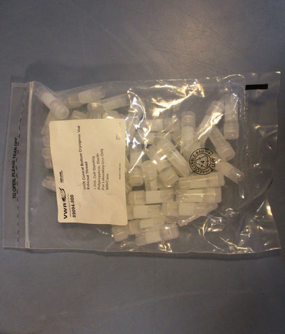 5 Bags of 50 (250) VWR 89094-800 Conical Bottom Cryogenic Vial 1.2 mL Sterile