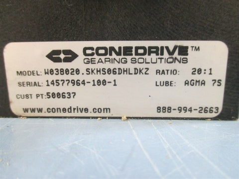 ConeDrive W038020.SKHS06DHLDKZ 20:1 Ratio Gearbox Reducer - Used