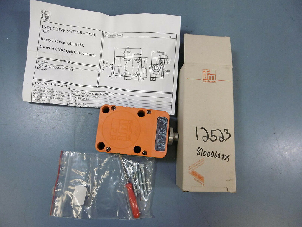 NIB IFM Inductive Proximity Sensor iso 9001 ICE2040-FBOA EFECTOR
