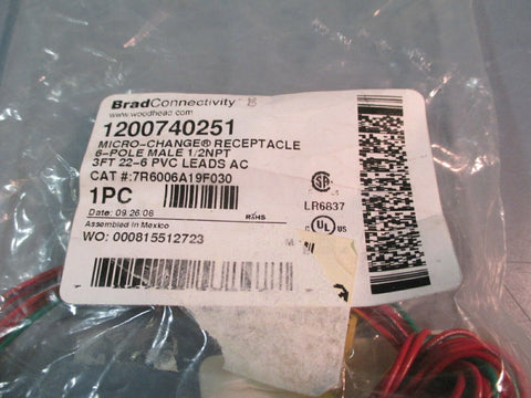 Brad Connectivity Micro-Change Receptacle 6-Pole Male 1/2 NPT 1200740251