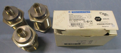 (Lot of 3) Telemecanique XS1M30PA370D Proximity Switch Sn=10mm 12-48VDC