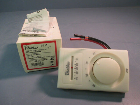 ROBERTSHAW LINE VOLTAGE THERMOSTAT WITH THERMOMETER ITEM NUMBER 803