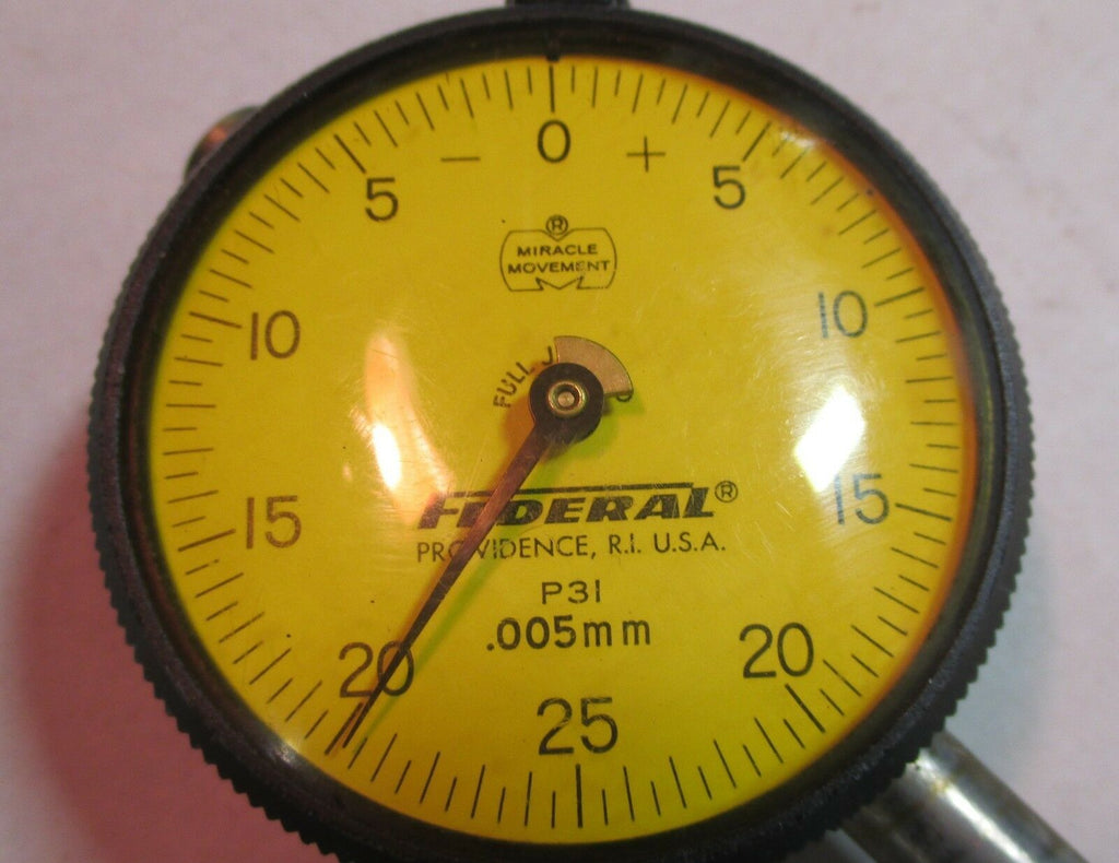 Federal Model P31 Dial Indicator Gauge .005mm Increment & 2" Face Used