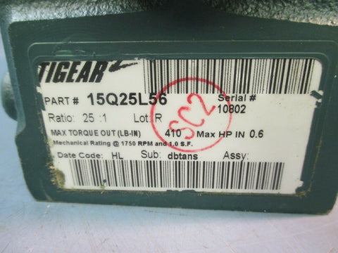 DODGE TIGEAR 2 15Q25L56 Ratio 5.1 1750 RPM GEAR REDUCER