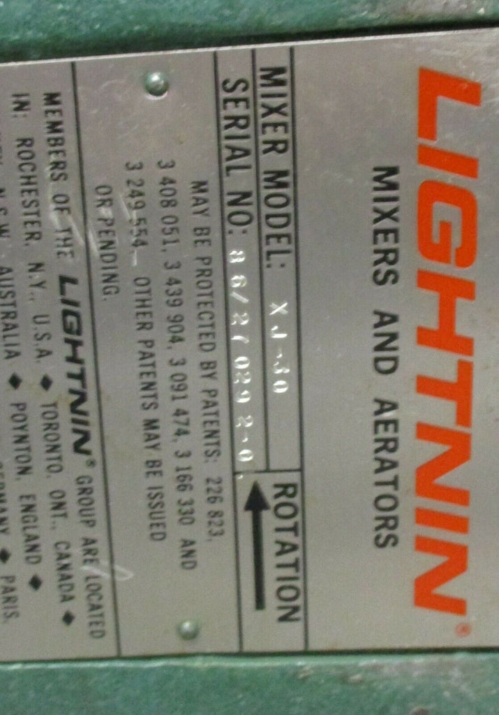 Lightnin Mixer XJ 30 Tank Mixer 5KH42JG394EX 1/3 HP, 115 Volt eTech