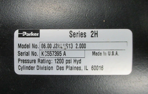 Parker 06.00 J2HLUS13 2.00 Series 2H Hydraulic Cylinder 1200 PSI New