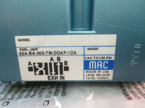 Mac 82A-BA-000-TM-DDAP-1DA Solenoid Valve w/ Mac TM-DDAP-1DA