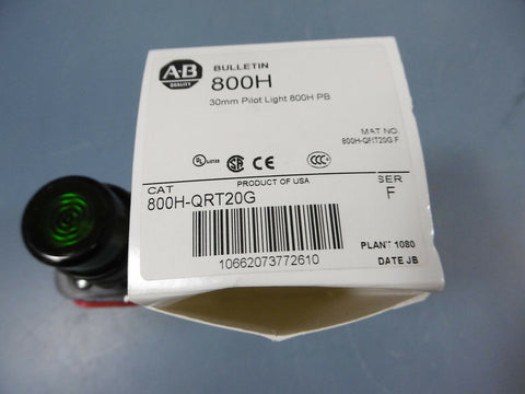 Allen Bradley 800H-QRT20G Green 30MM Pilot Light Push Button