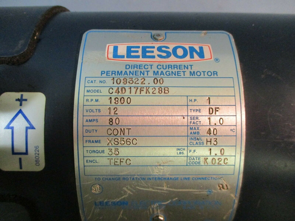 Leeson Direct Current Permanent Motor C4D17FK28B RPM 1800 H.P