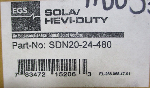 EGS Sola Power Supply SDN 20-24-480 24VDC 20A Output, 480VAC 1.5A Input 3PH