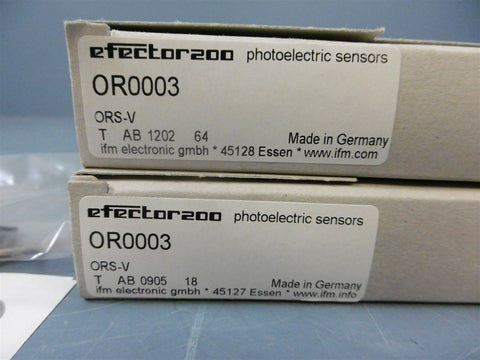 Lot of 2 NIB Efector OR0003 Photoelectric Sensor ORS-V AB