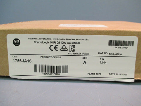 Allen Bradley ControlLogix 16 Pt D/I AC Module 120V 1756-IA16 79-132 VAC Ser A