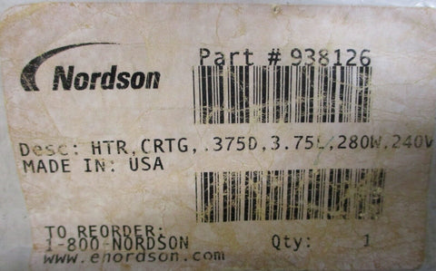 (Lot of 3) Nordson 938126 Heater Cartridge 3/8" Dia. 3-3/4" Long 240V 280W