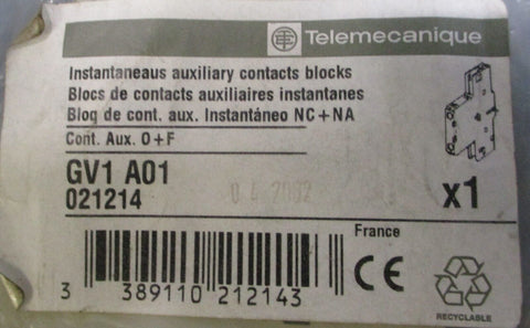 (Lot of 3) Telemecanique GV1-A01 Instantaneaus Auxiliary Contact Block 021214