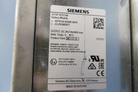 SIEMENS SITOP UPS1100 Battery Module 6EP4134-0GB00-0AY0