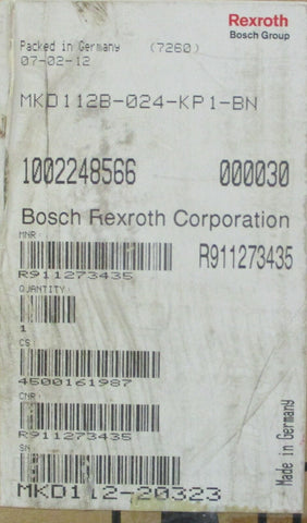 Bosch Rexroth MKD112B-024-KP1-BN Servo Motor R911273435 1-1/4" Shaft Dia 3ph