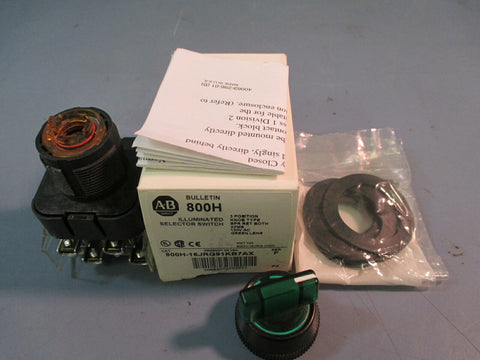 Allen Bradley 800H-16JRG91KB7AX Ser F Illuminated Selector Switch Green Lens