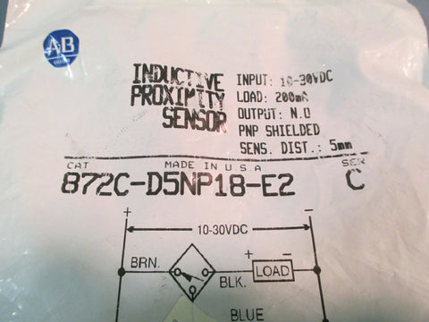 ALLEN BRADLEY 872C-D5NP18-E2 SER. C INDUCTIVE PROXIMITY SENSOR FACTORY SEALED