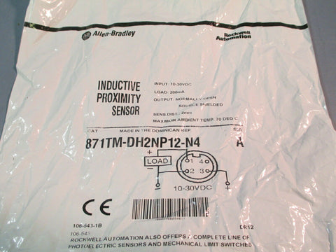 Allen Bradley 871TM-DH2NP12-N4 Inductive Proximity Sensor 10-30-VDC Ser A NIB