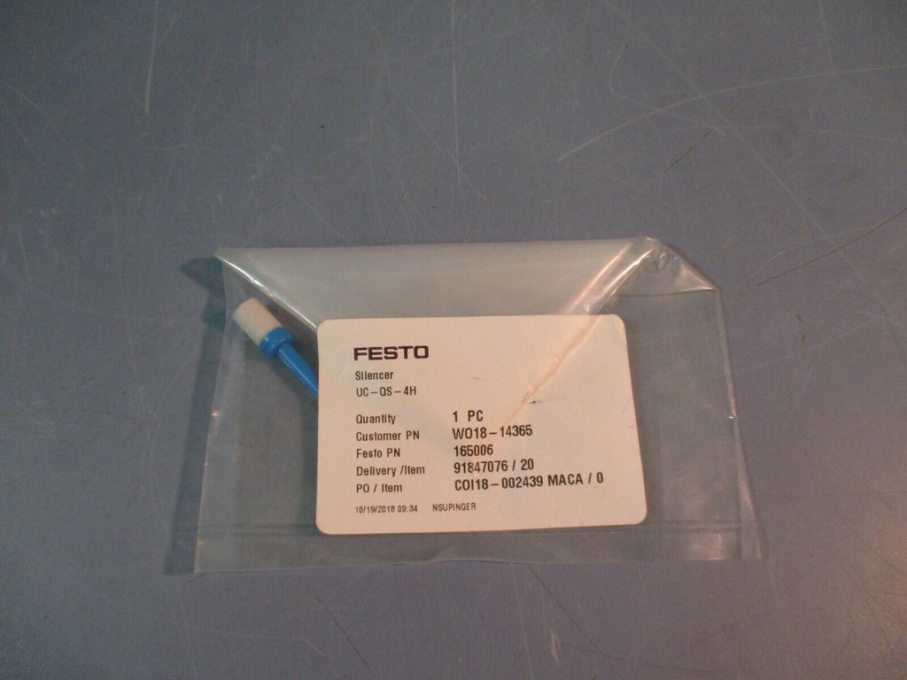 Festo Silencer UC-QS-4H NEW FACTORY SEALED