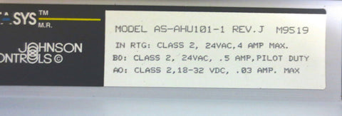 Johnson Controls Metasys AS-AHU101-1 AHU Controller ASAHU1011 REV J