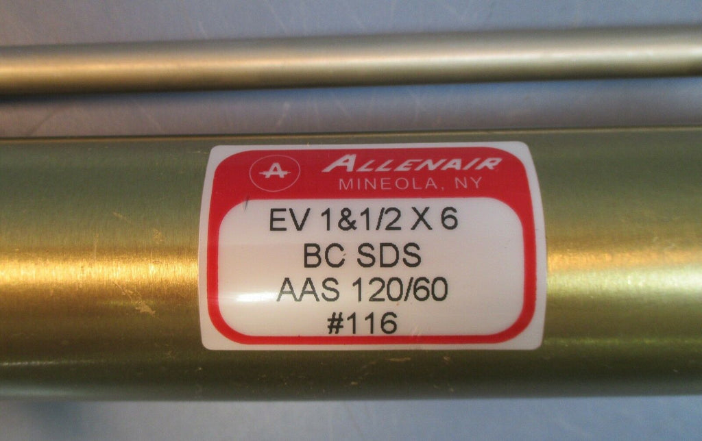 Allenair EV 1&1/2 x 6 BC SDS AAS 120/60 116 Pneumatic Air Cylinder NW