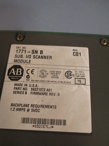 Allen-Bradley Sub. I/O Scanner Module Series B Rev D 1771-SN B