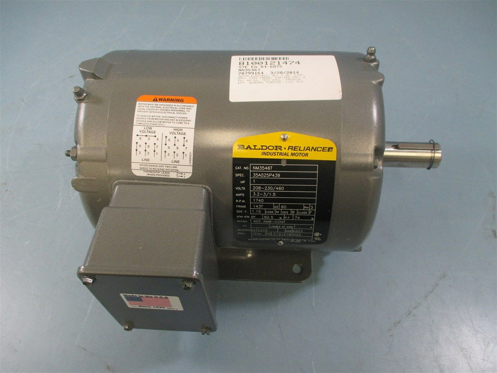 Baldor NM3546T Industrial Motor 35A025P439 1HP 1740 RPM 460V - New