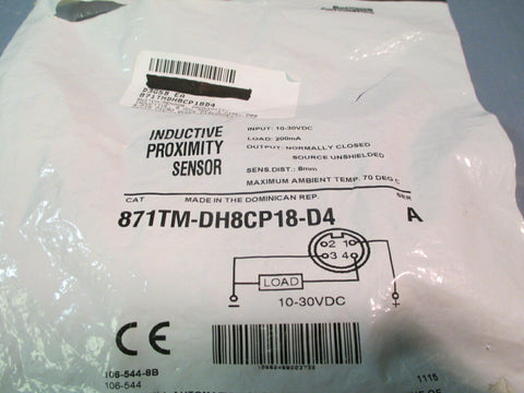 Allen Bradley Inductive Proximity Sensor Ser A 871TM-DH8CP18-D4