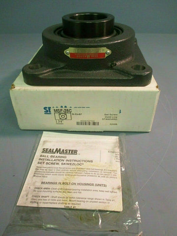 Seal Master 4 Bolt Flange Bearing w/ Ball Bearing Insert MSF-28C 1-3/4"