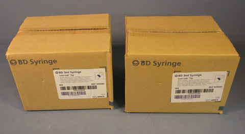 Lot of 200 (2 Boxes or 100) BD Syringe 3ml Luer-Lok Tip Syringes REF 309585 NIB