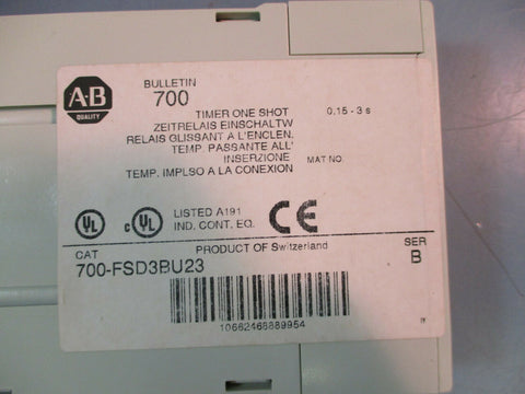 Allen Bradley 700-FSD3BU23 Timing Relay 24-48VDC Series C New