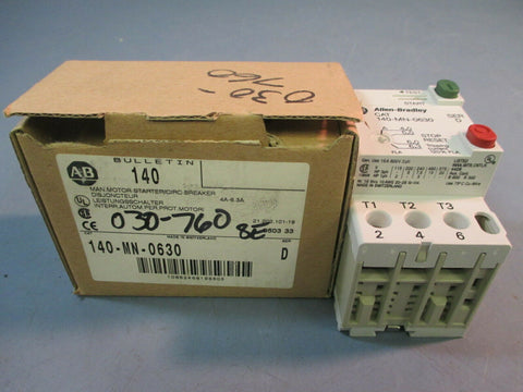 Allen-Bradley 140-MN-0630 Manual Motor Starter Circuit Breaker 4A-6.3A Ser D