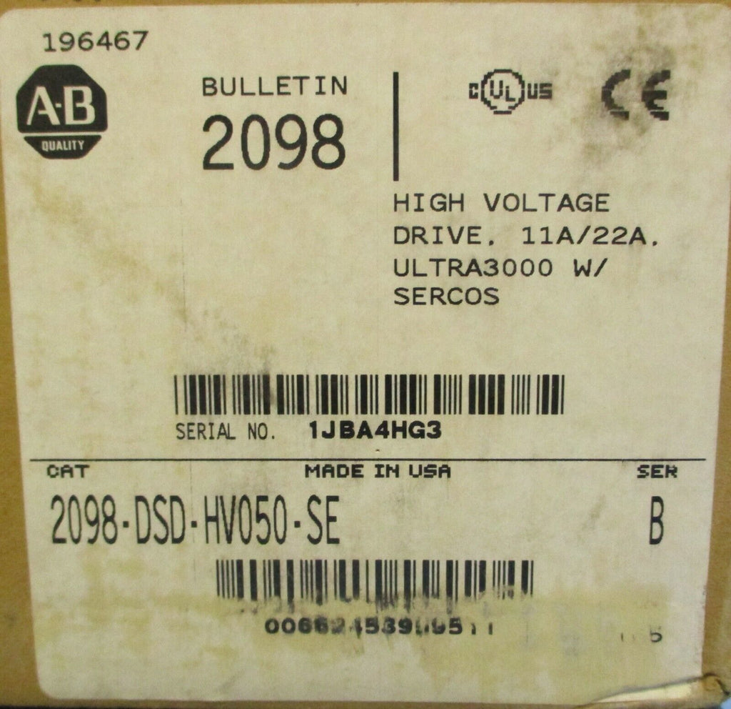 Allen Bradley Ultra 3000 Var. Freq. High Voltage Drive 2098DSDHV050