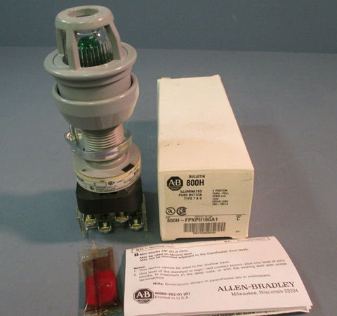 ALLEN-BRADLEY ILLUMINATED PUSH BUTTON 800H-FPXPH16GA1 TYPE 7&9 2 POSITION SER. C