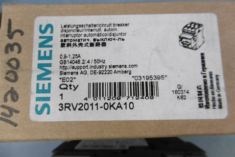 NIB SIEMENS 3RV2011-0KA10 Circuit Breaker Controller