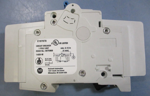 (Lot of 2) Allen Bradley 1489-M1C100 Ser. D Circuit Breaker 1 Pole 10A D165239