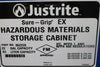 Justrite 862228 Hazard Sure Grip EX Hazardous Materials Safety Cabient 65" Tall