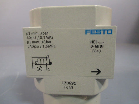 FESTO PNEUMATIC VALVE HEL-D-MIDI 170691