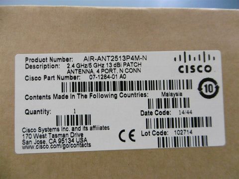 NIB SEALED CISCO AIR-ANT2513P4M-N Patch Antenna 4 Port 2.4GHz / 5GHz