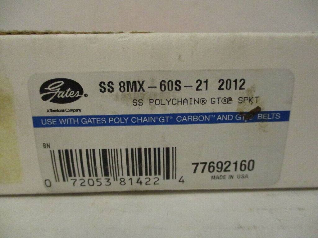 Gates Poly Chain GT2 Sprocket SS 8MX60S21 2012 NEW IN BOX eTech Surplus