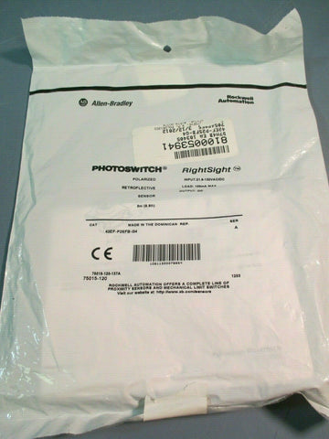 ALLEN BRADLEY RIGHTSIGHT PHOTOSWITCH RETROFLECTIVE SENSOR 42EF-P2SFB-G4 SER A