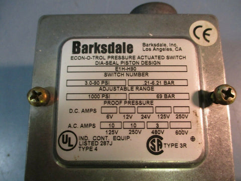 Barksdale E1H-H90: Pressue Actuated Switch