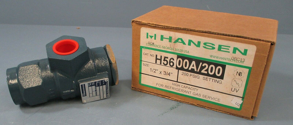 Hansen Pressure Relief Valve-for Refrigerant H56-00A/200 1/2" X 3/4" - 200 PSIG